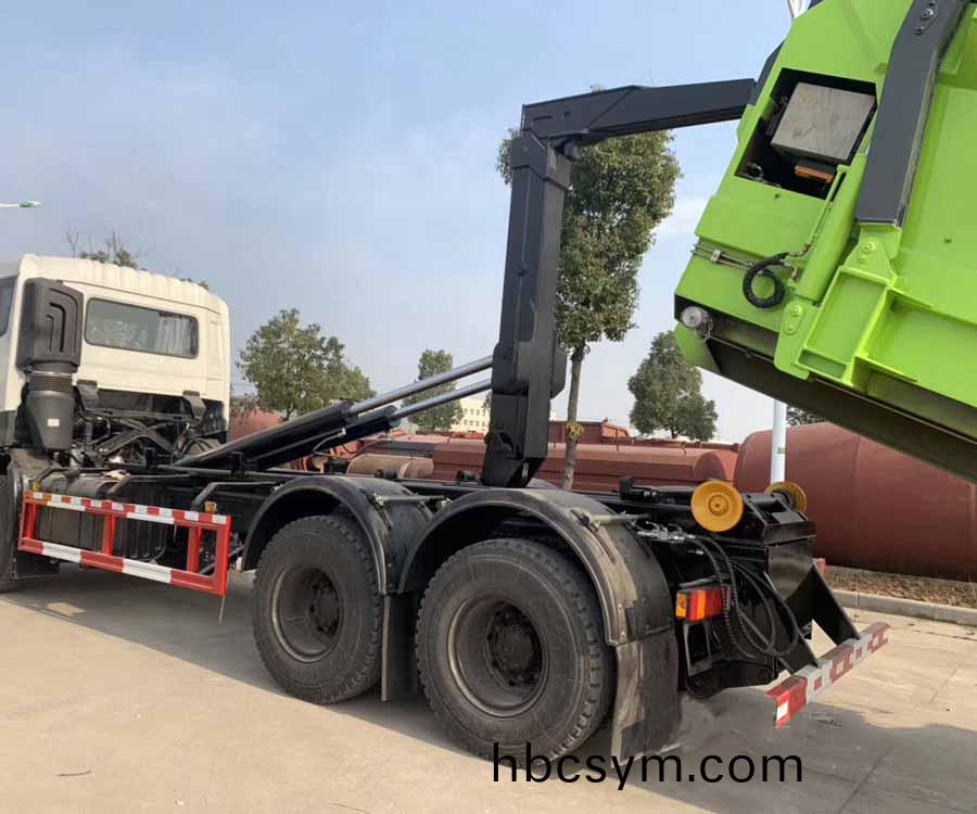 國六(liu)東風天龍后雙(shuang)橋18方(fang)勾(gou)臂(bi)套(tao)臂垃圾(ji)車(che)